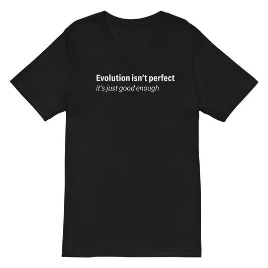 Evolution isn't perfect - White Text - Mens V-Neck T-Shirt