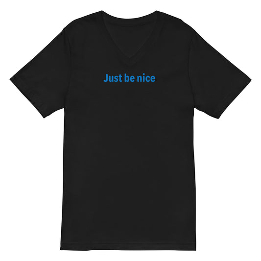 Just be nice - Blue Text - Mens V-Neck T-Shirt