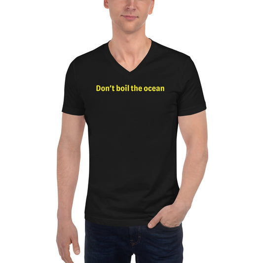 Don't boil the ocean - Yellow Text - Mens V-Neck T-Shirt