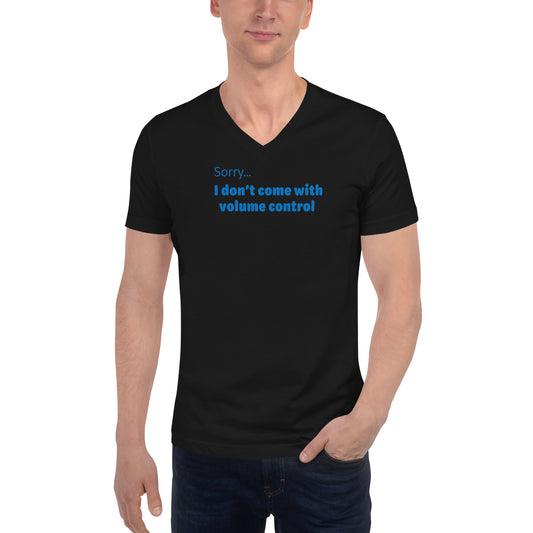 Volume Control - Blue Text - Mens V-Neck T-Shirt