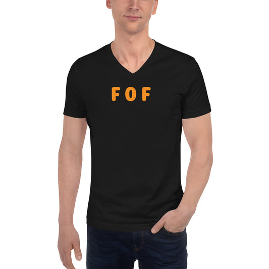 FOF - Orange Text - Mens V-Neck T-Shirt