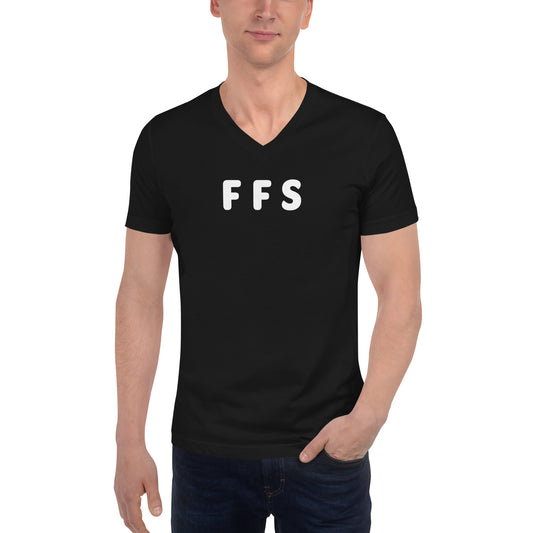 FFS - White Text - Mens V-Neck T-Shirt