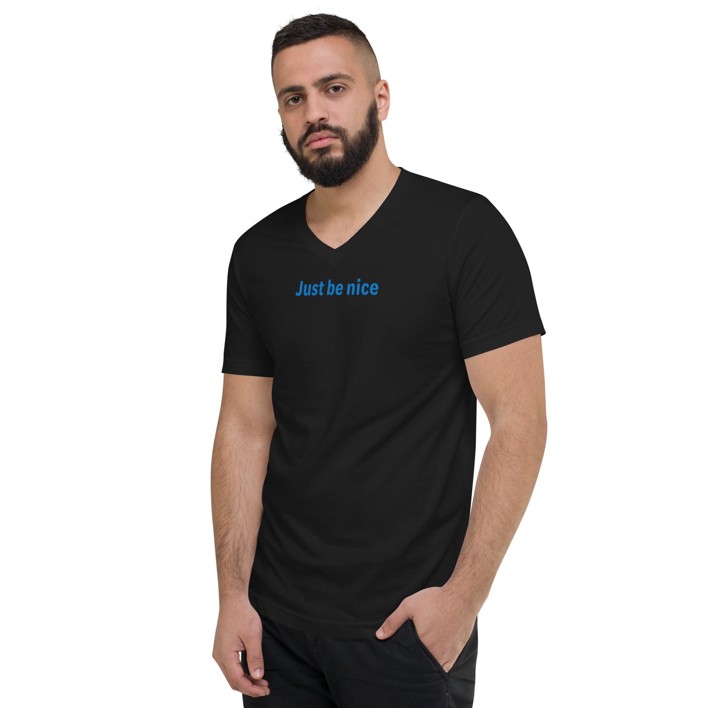 Just be nice - Blue Text - Mens V-Neck T-Shirt