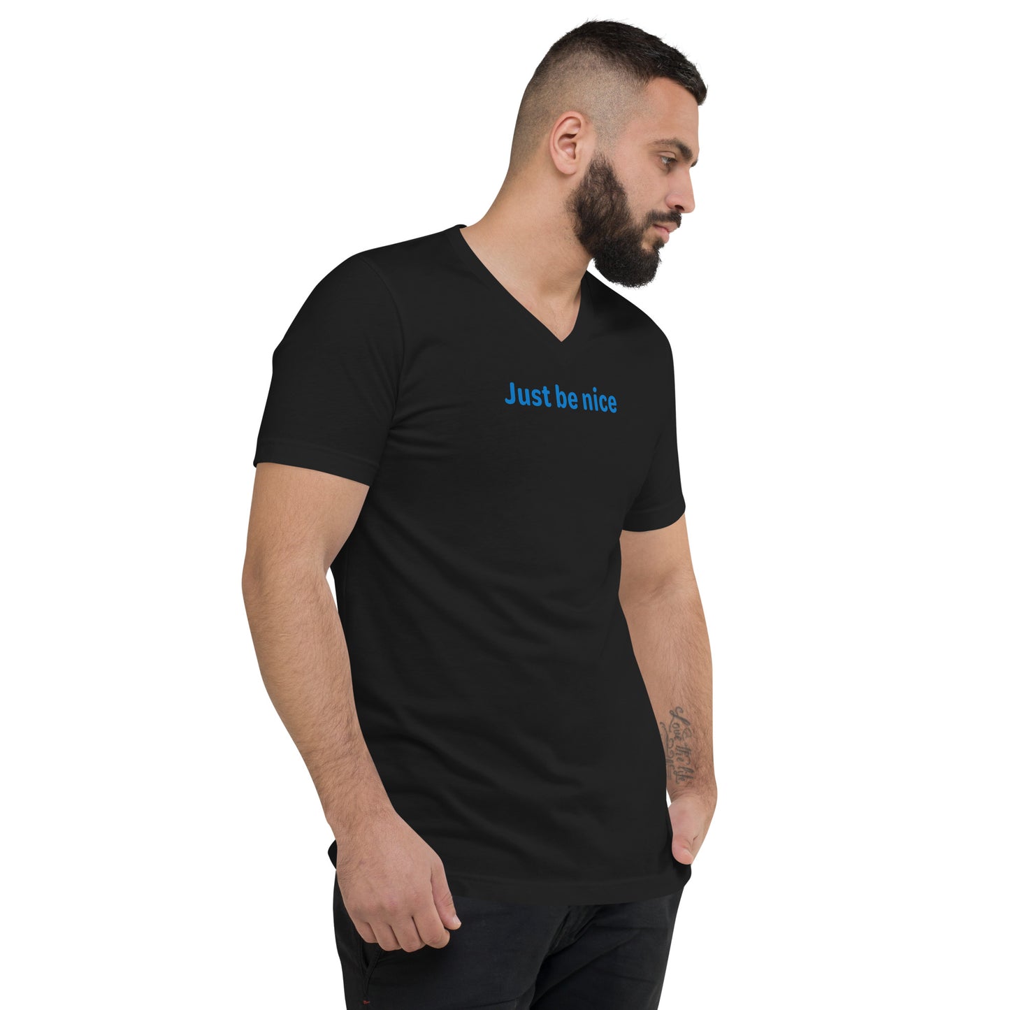 Just be nice - Blue Text - Mens V-Neck T-Shirt