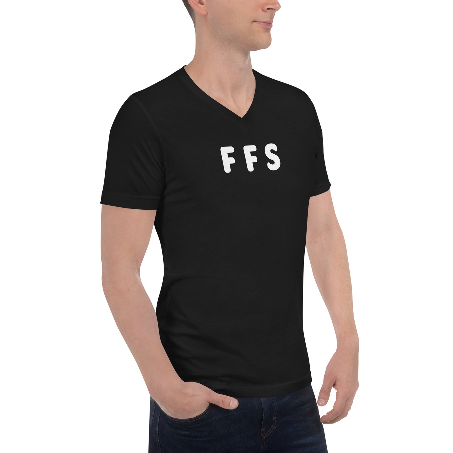 FFS - White Text - Mens V-Neck T-Shirt