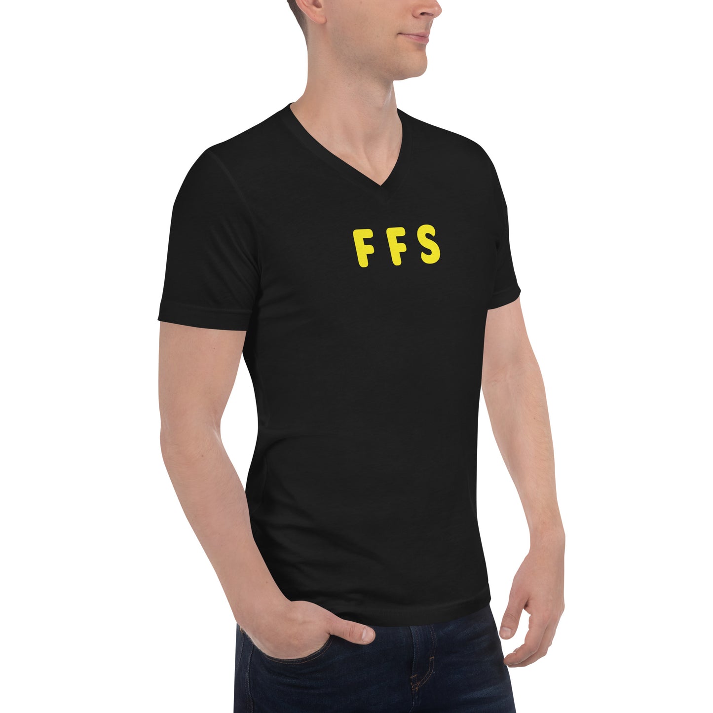 FFS - Yellow Text - Mens V-Neck T-Shirt