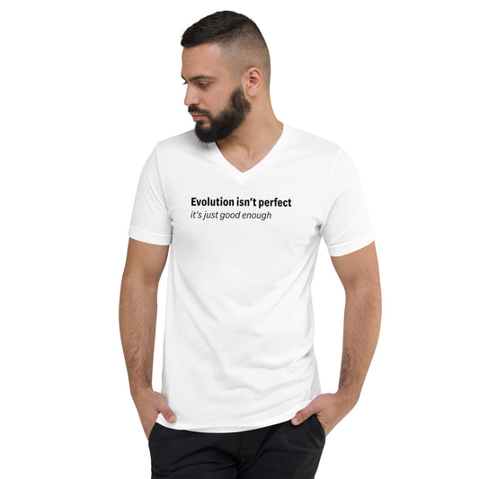 Evolution isn't perfect - Black Text - Mens V-Neck T-Shirt