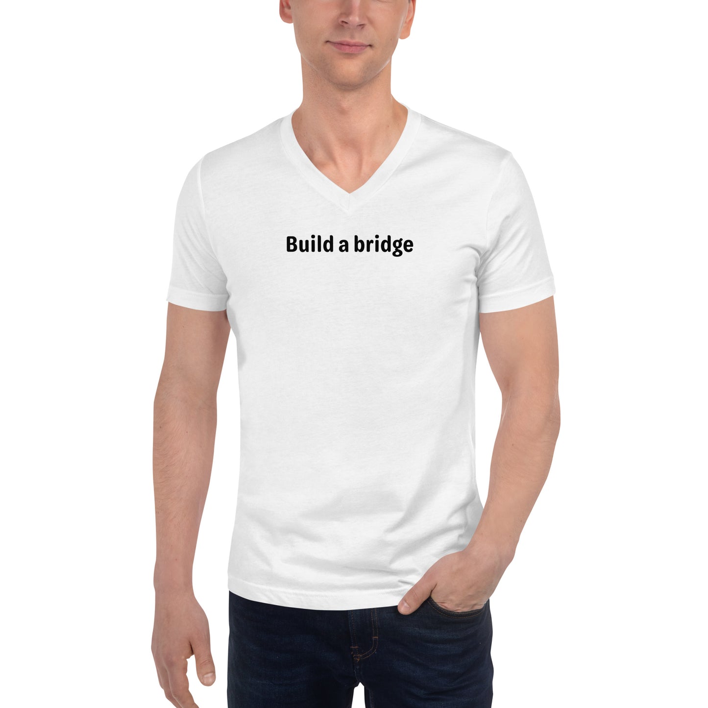 Build a bridge - Black Text - Mens V-Neck T-Shirt