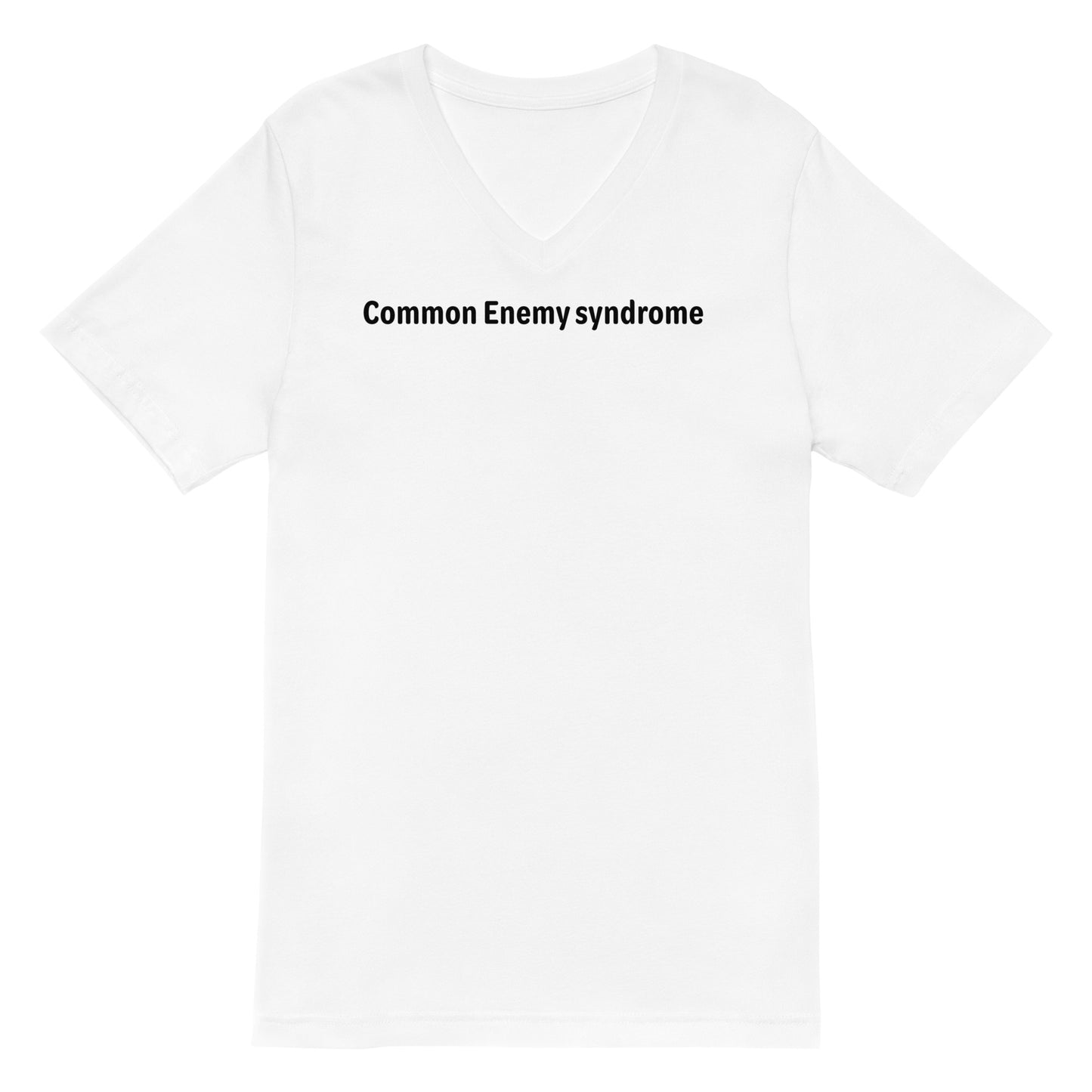 Common Enemy Syndrome - Black Text - Mens V-Neck T-Shirt