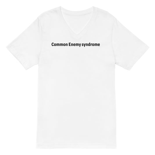 Common Enemy Syndrome - Black Text - Mens V-Neck T-Shirt