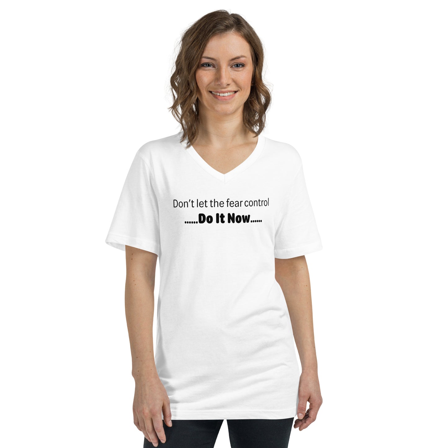 Fear - Black text - Womens V-Neck T-Shirt