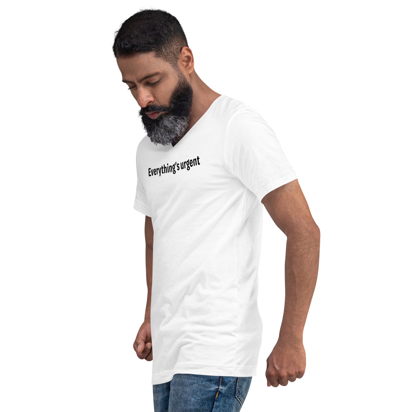 Everything's urgent - Black Text - Mens V-Neck T-Shirt