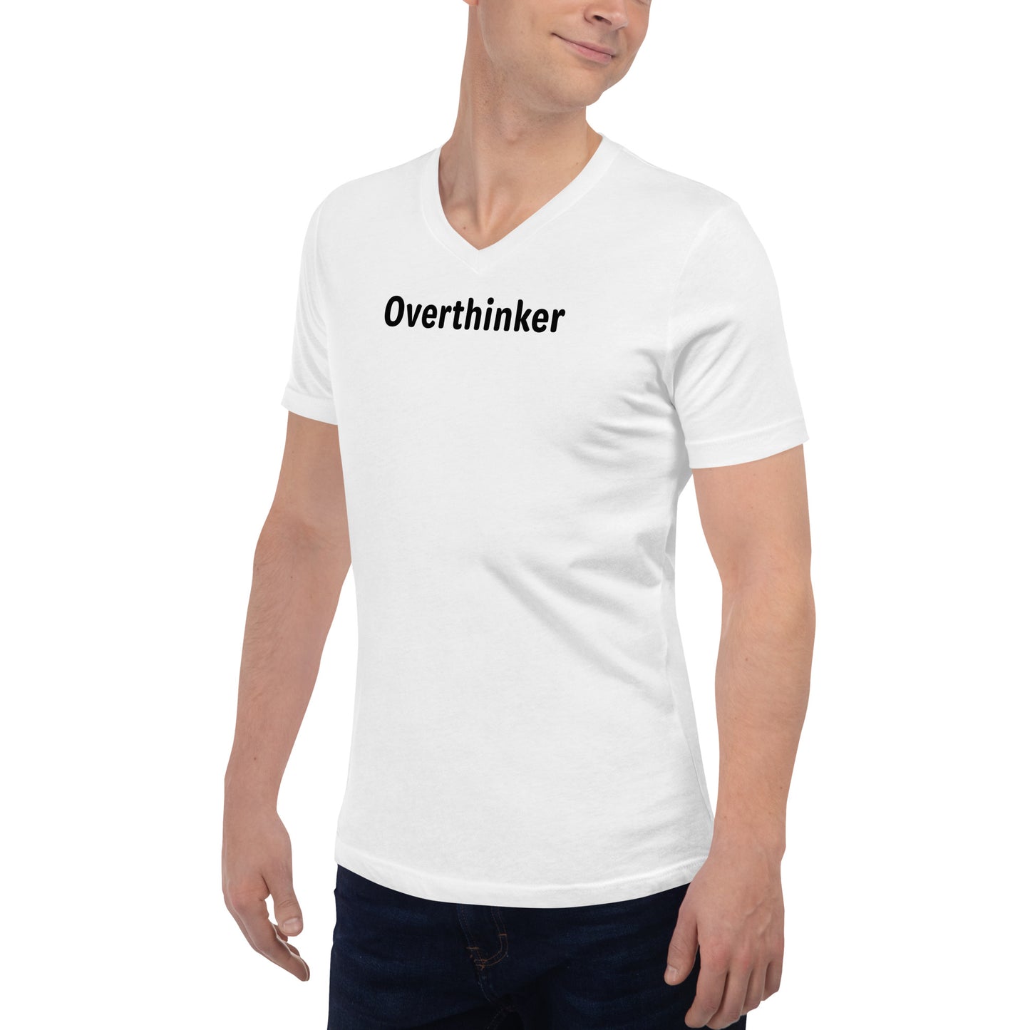 Overthinker - Black Text - Mens V-Neck T-Shirt