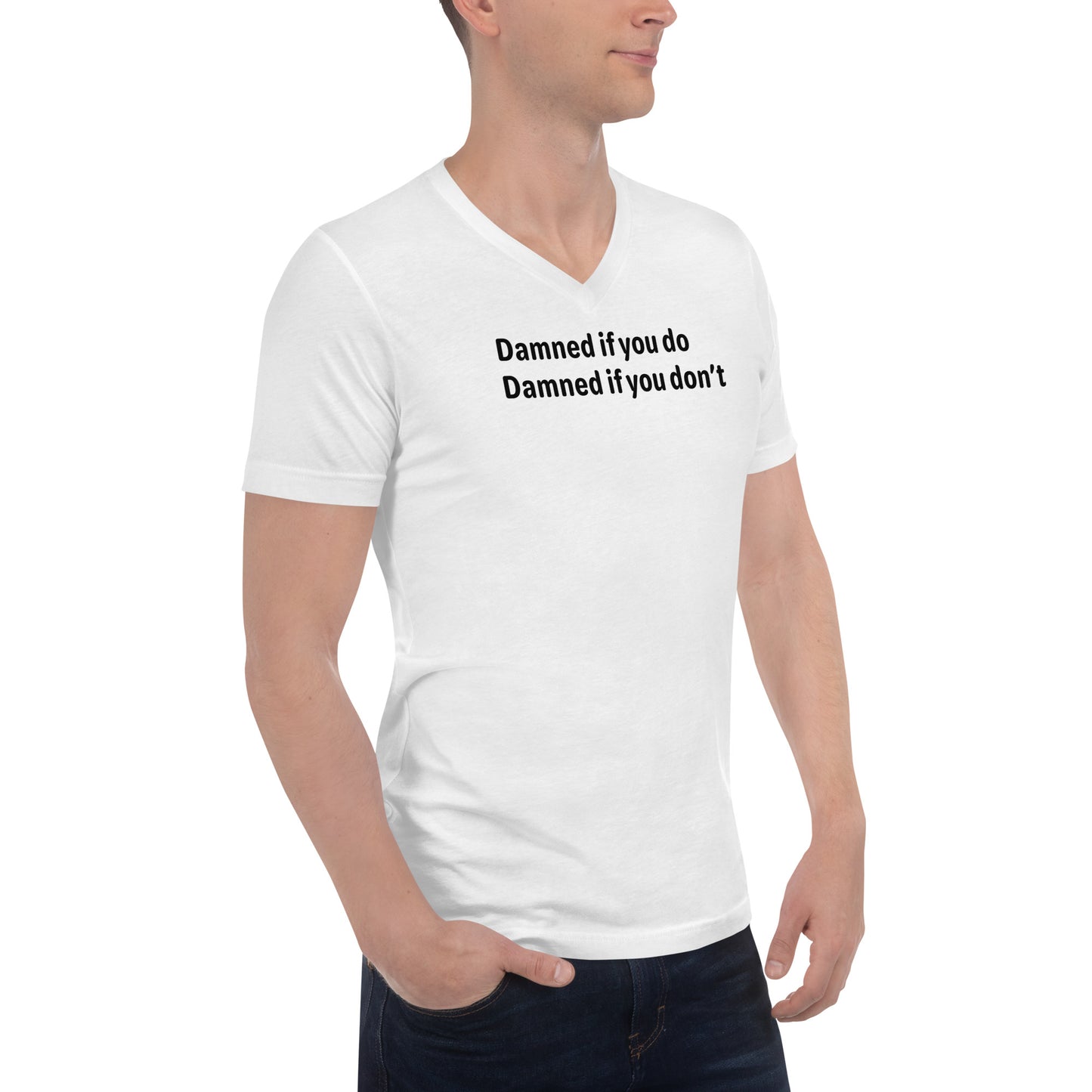 Damned - Black Text - Mens V-Neck T-Shirt