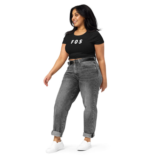 FOS - White Text - Womens Crop Tee