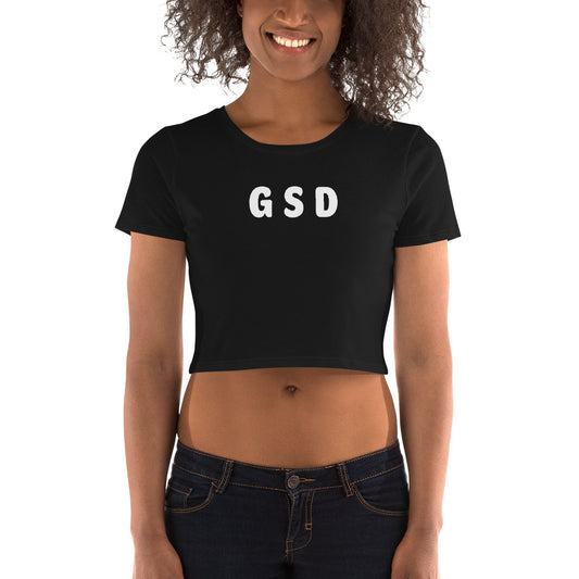 GSD - White Text - Womens Crop Tee