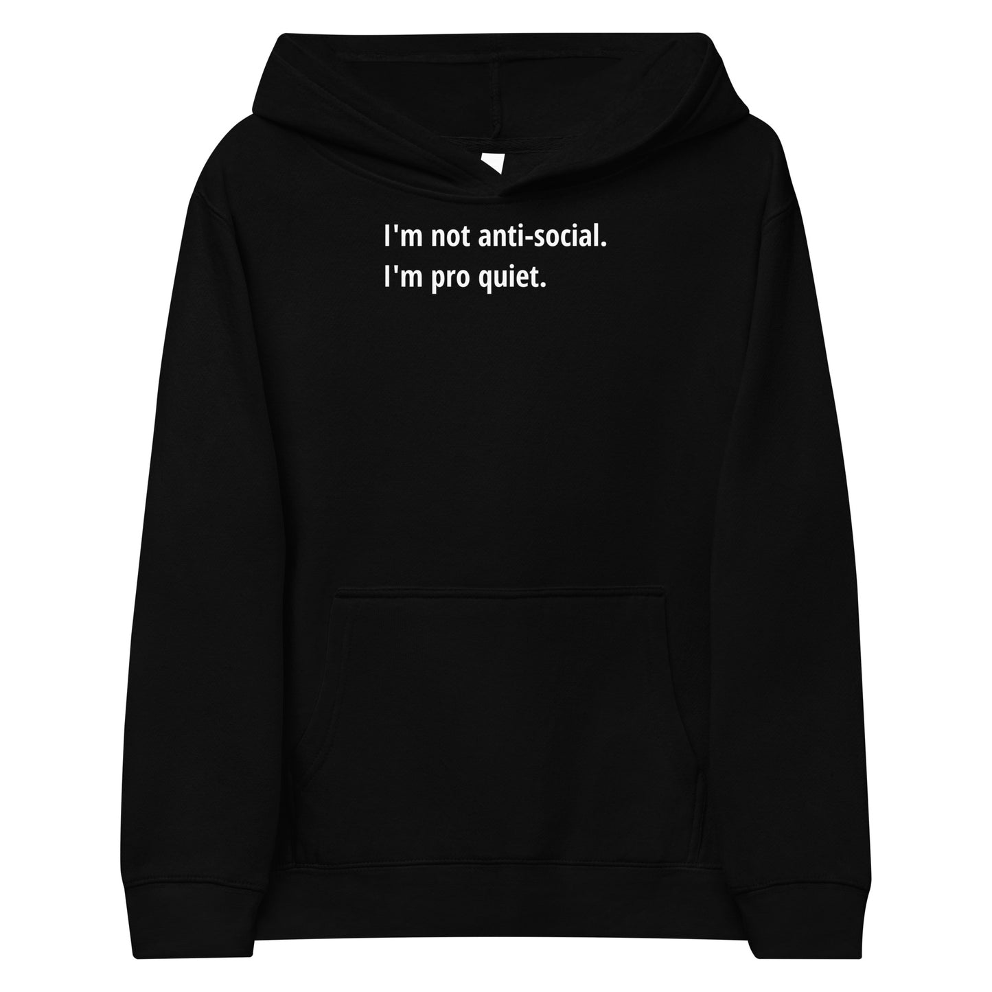 Pro Quiet - White Text - Youth fleece hoodie