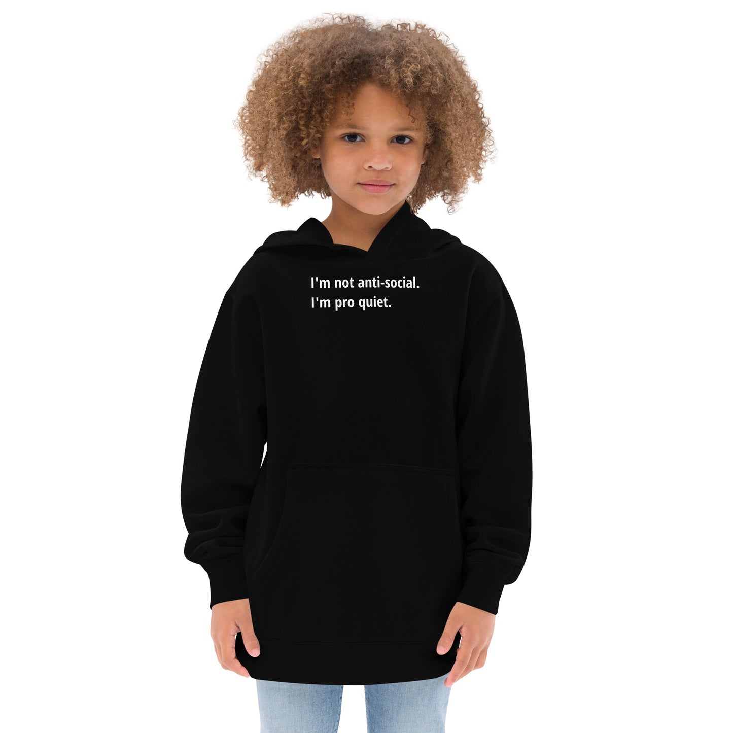 Pro Quiet - White Text - Youth fleece hoodie