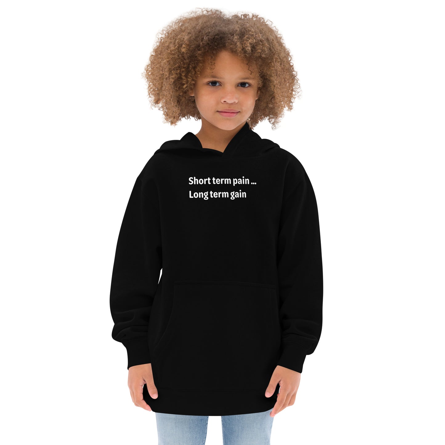 Short Term Pain - White Text - Youth fleece hoodie