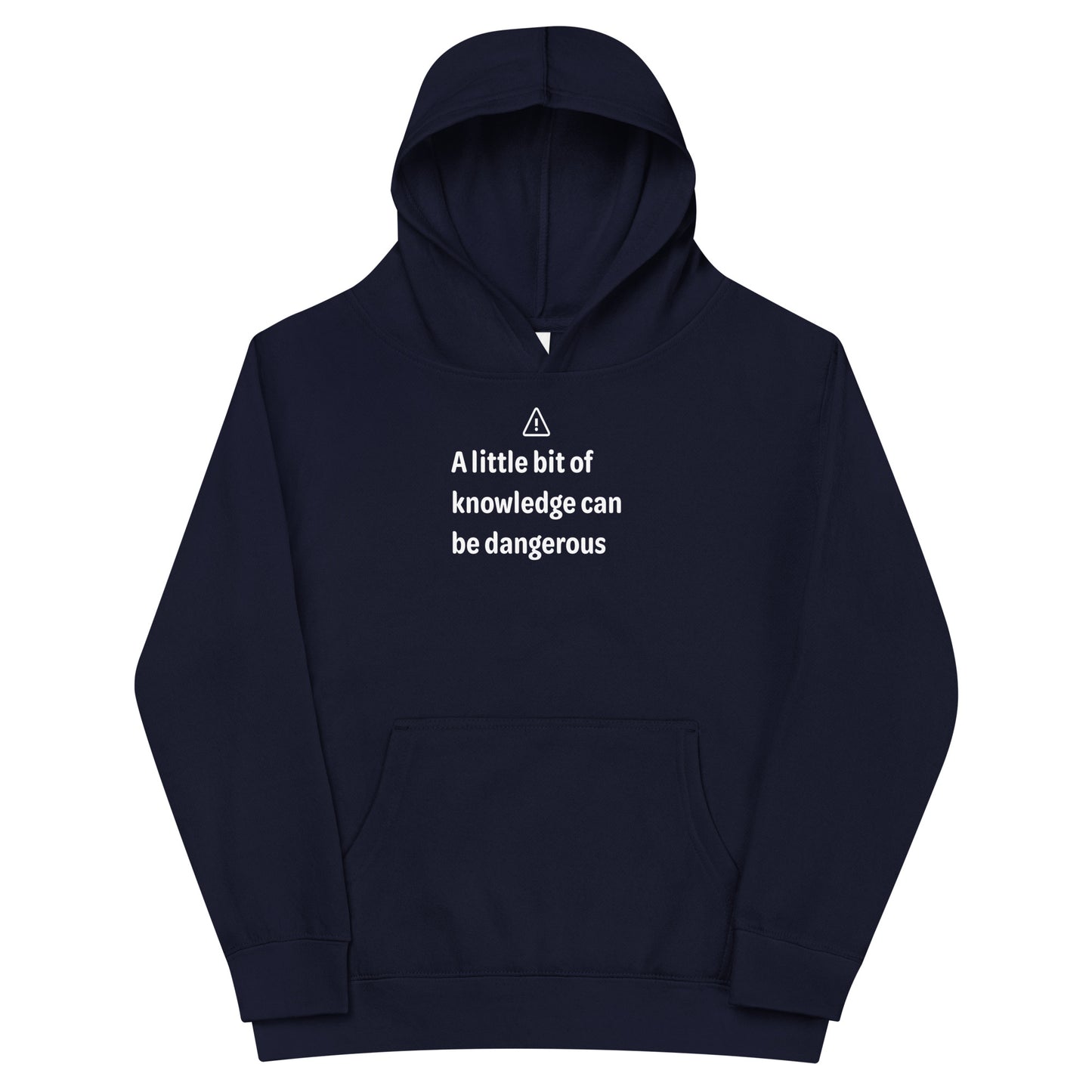 Dangerous level of knowledge - White Text - Youth fleece hoodie