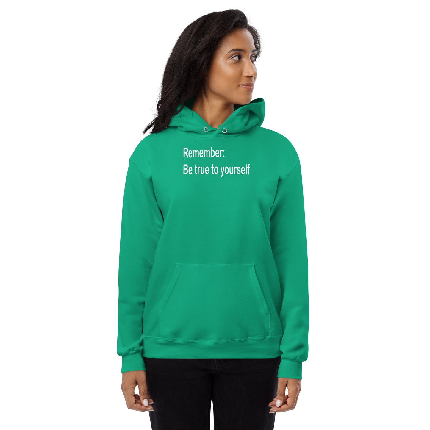 Be true to yourself - White Text - Womens fleece hoodie