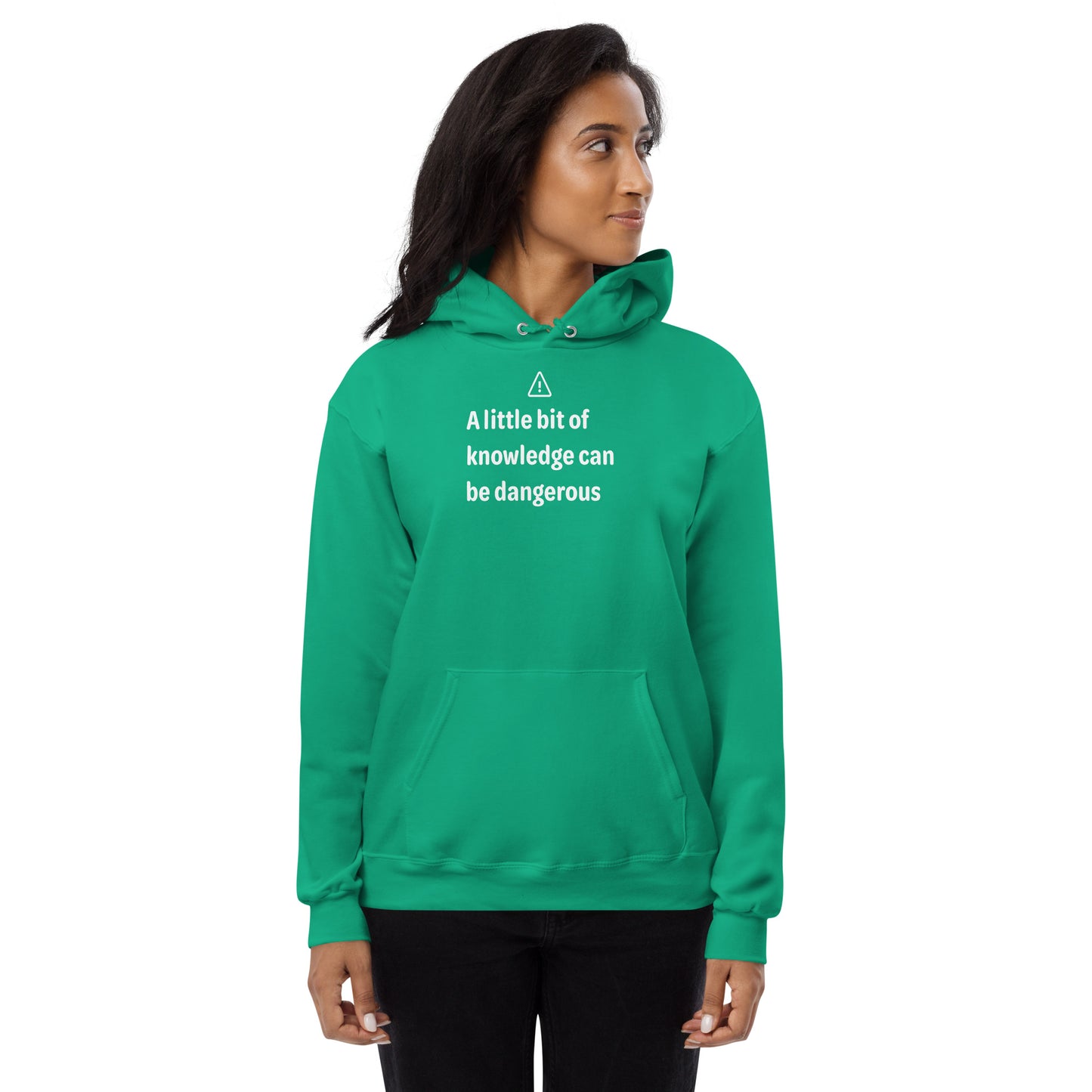 Dangerous level of knowledge - White Text - Womens fleece hoodie