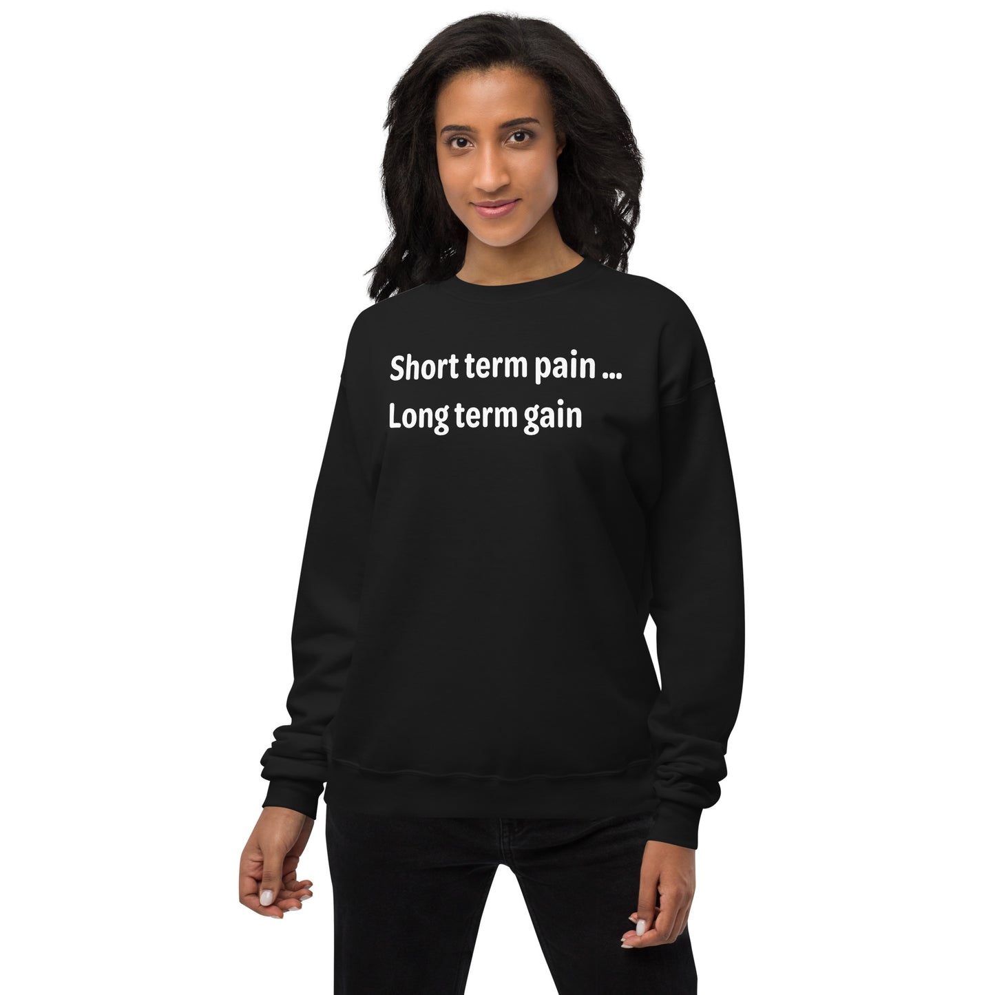 Short Term Pain - White Text - Womens fleece sweatshirt