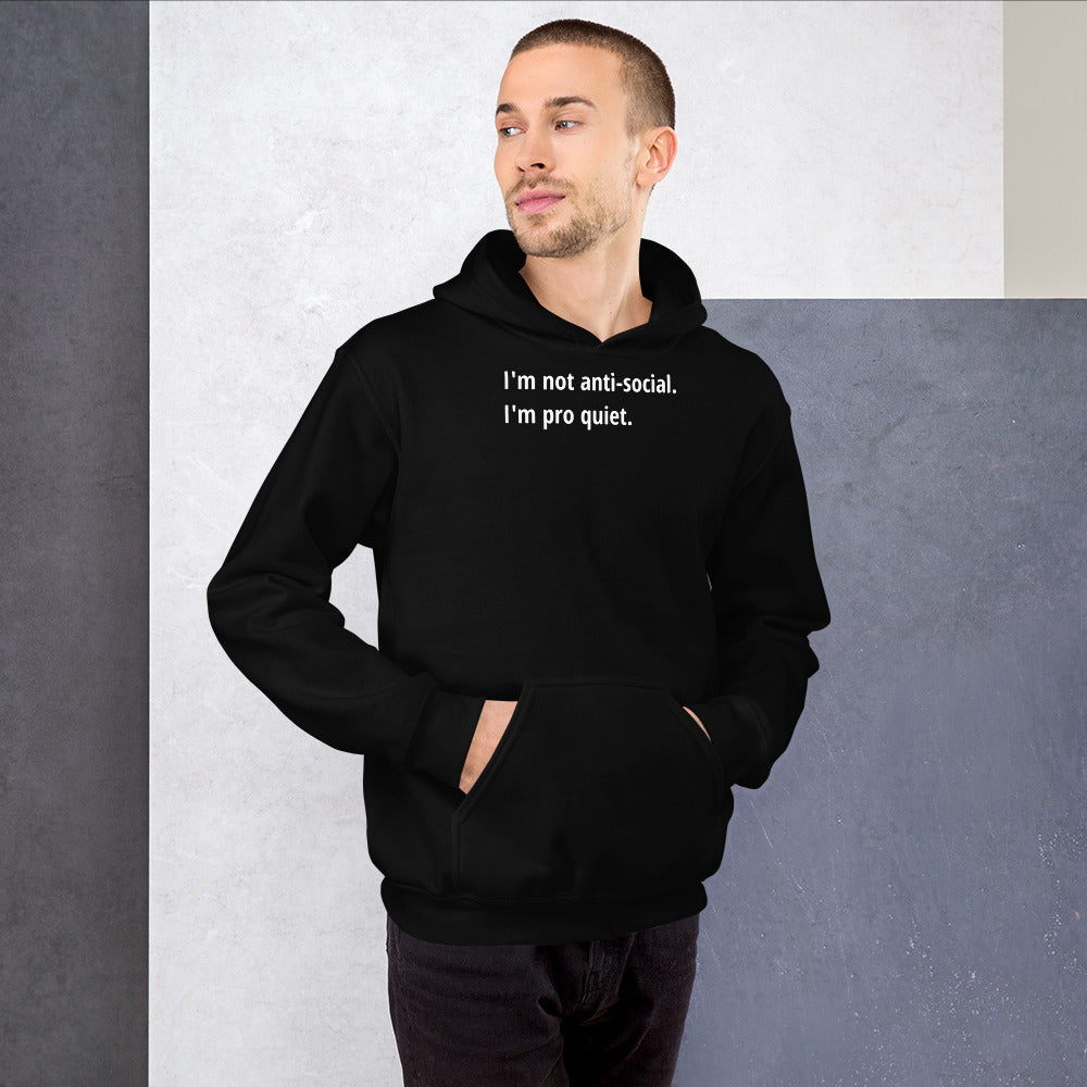 Pro Quiet - White Text - Mens Hoodie