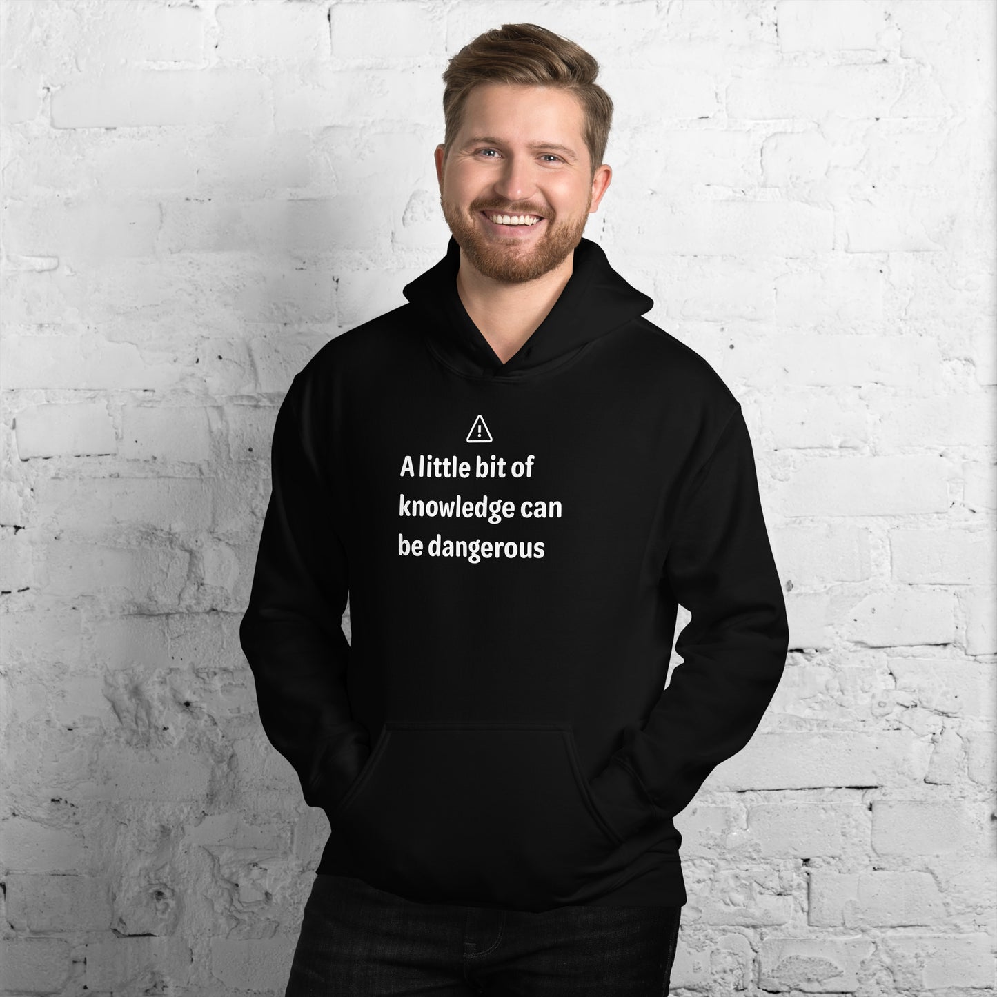 Dangerous level of knowledge - White Text - Mens Hoodie