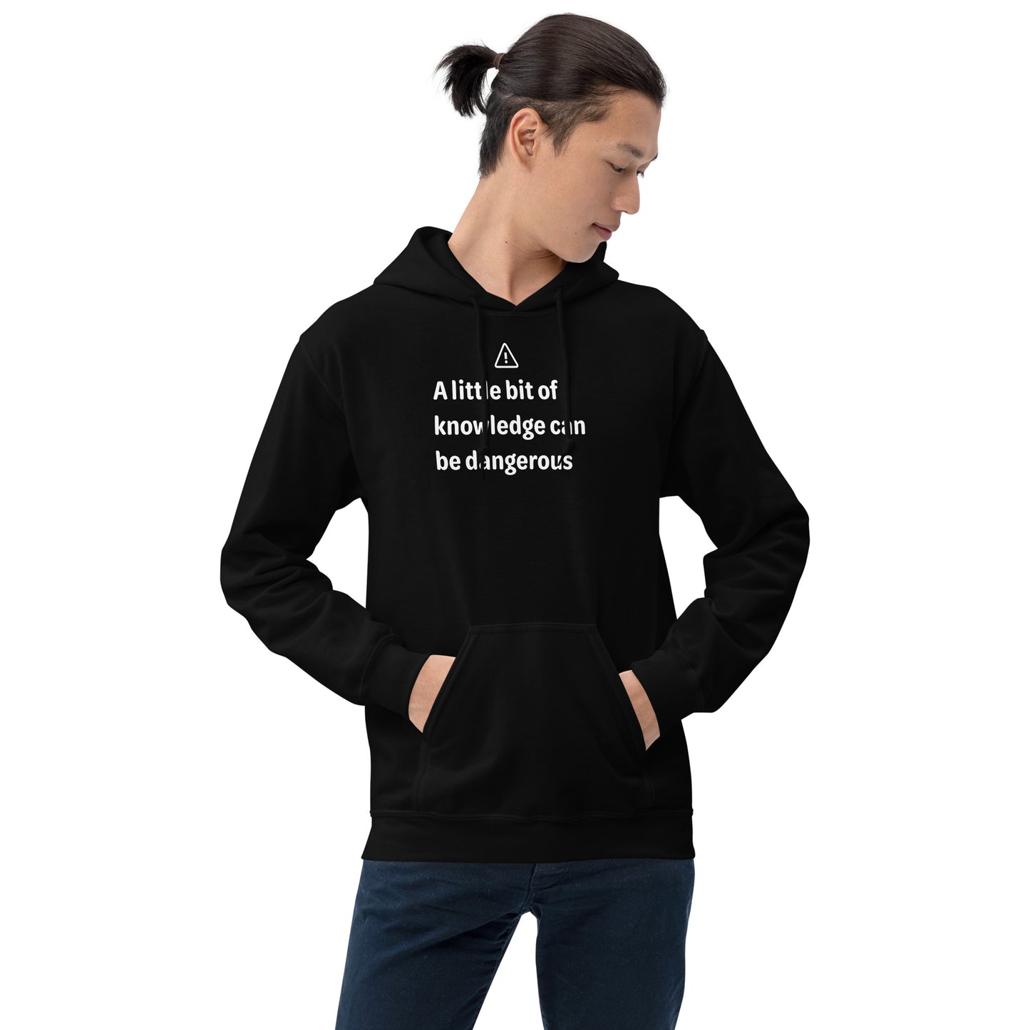 Dangerous level of knowledge - White Text - Mens Hoodie