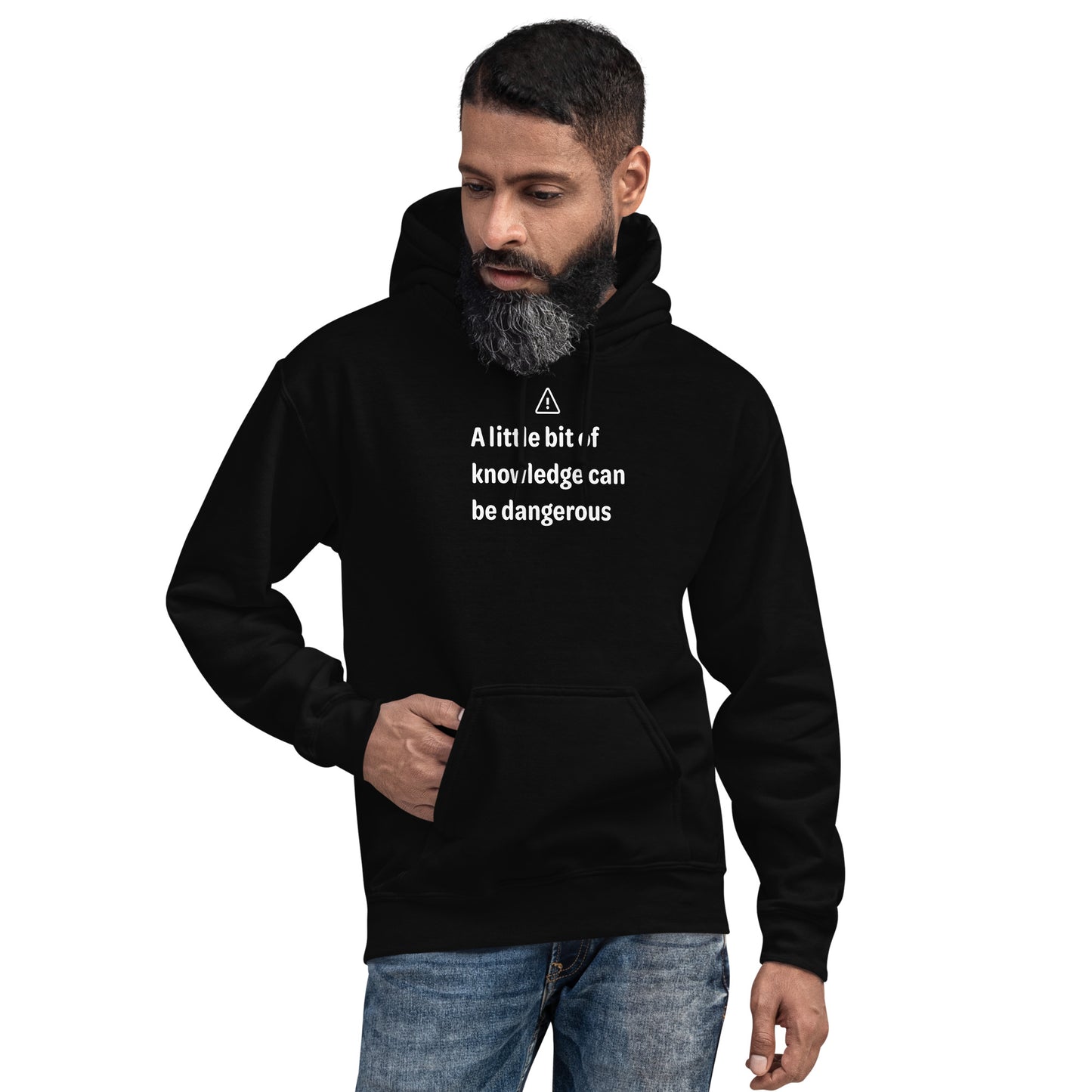 Dangerous level of knowledge - White Text - Mens Hoodie