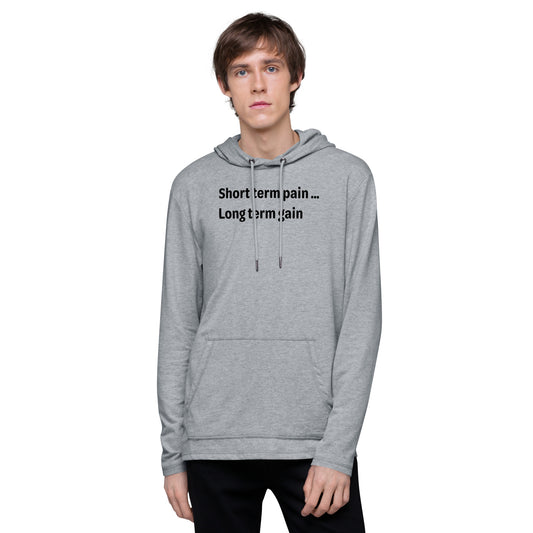 Short Term Pain - Black Text - Mens Lightweight Hoodie