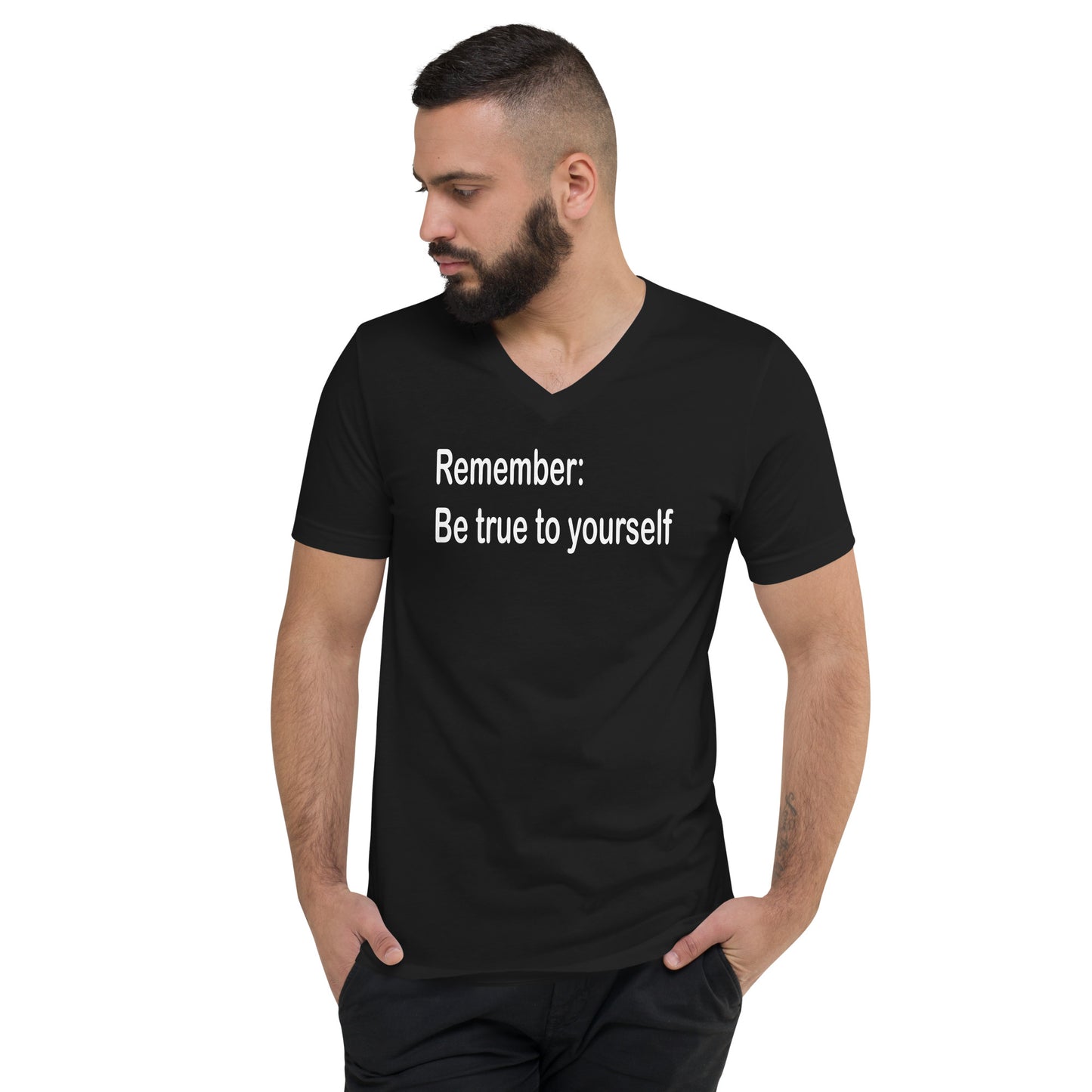 Be true to yourself - White Text - Mens V-Neck T-Shirt