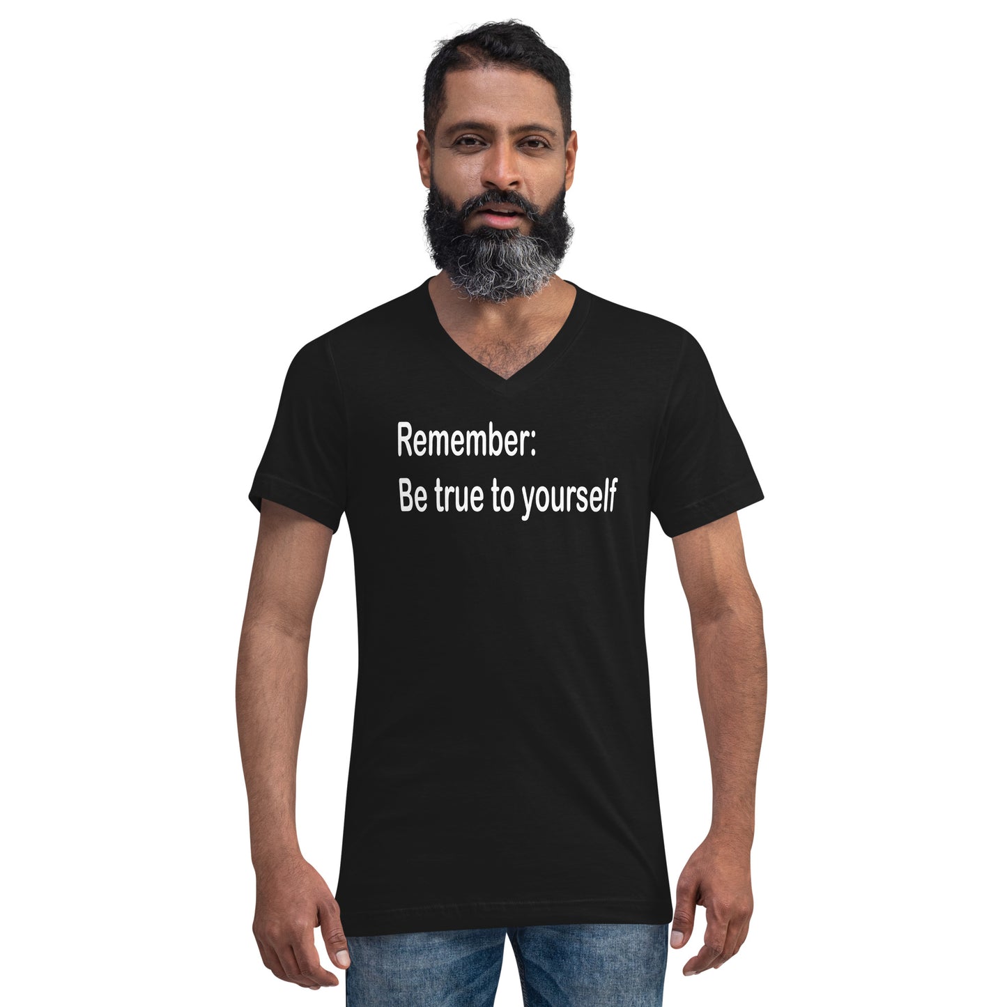 Be true to yourself - White Text - Mens V-Neck T-Shirt