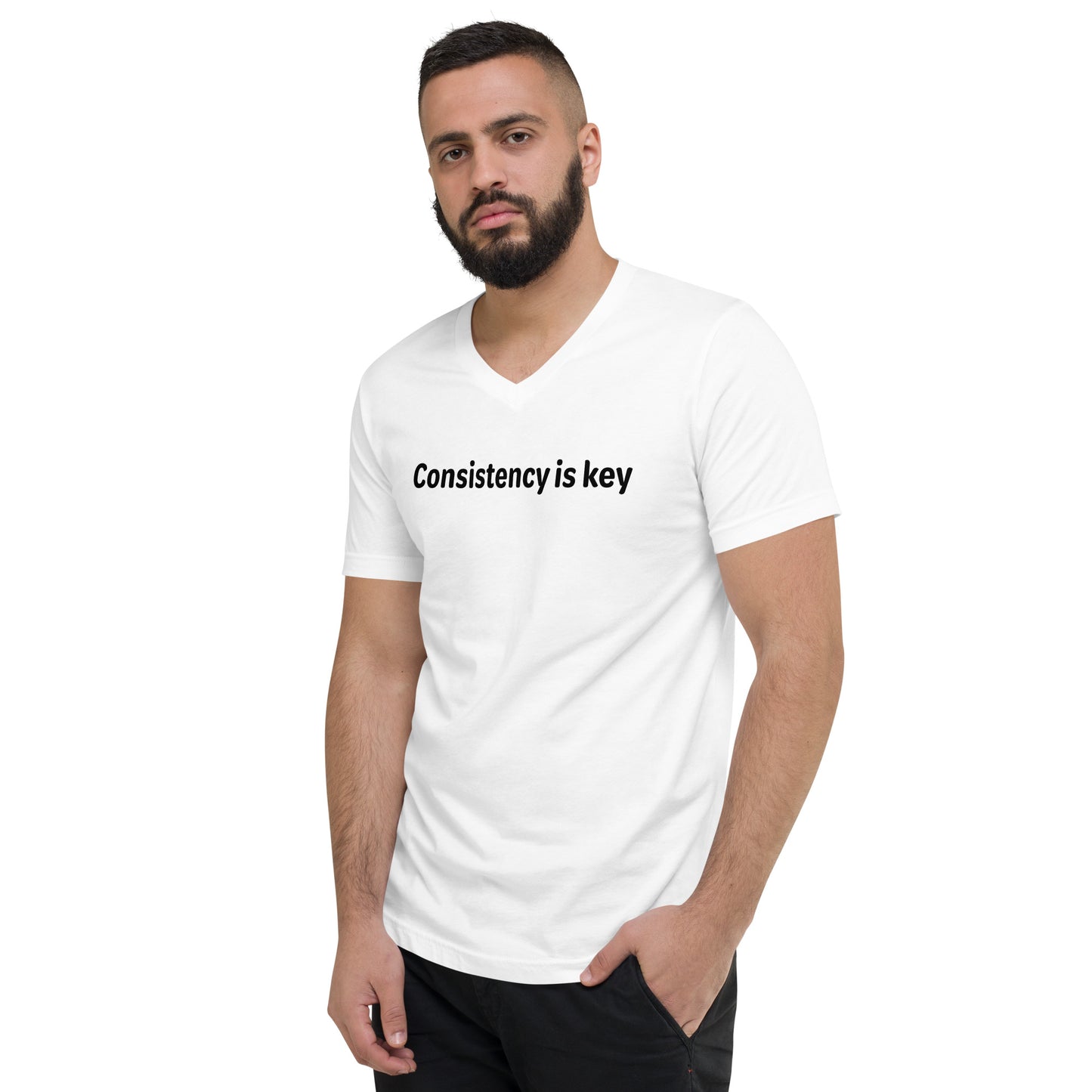 Consistency is key - Black text - Mens V-Neck T-Shirt