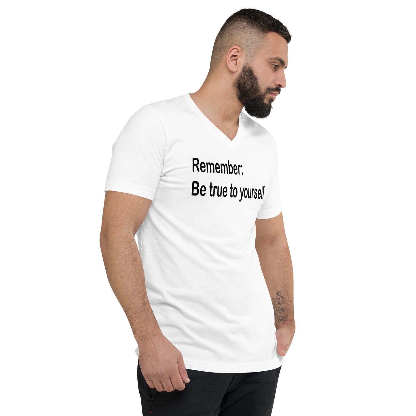 Be true to yourself - Black Text - Mens V-Neck T-Shirt