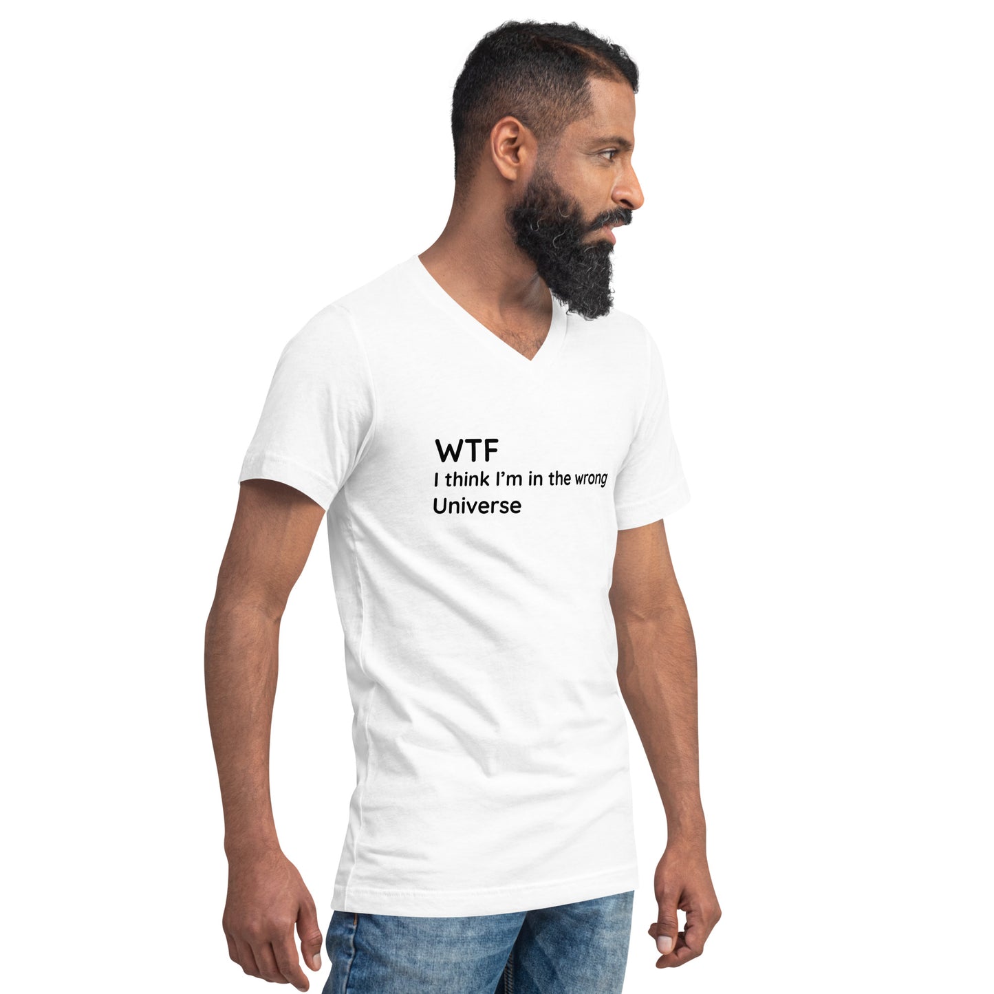 Wrong Universe - Black Text - Mens V-Neck T-Shirt