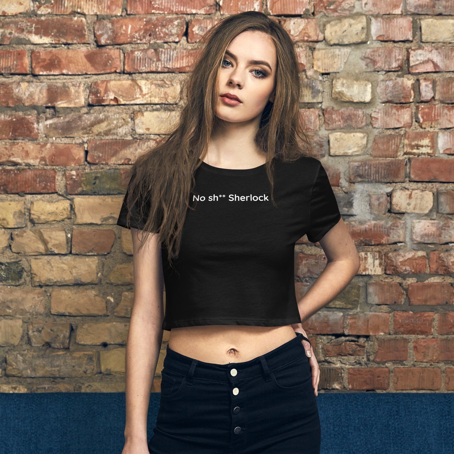 No sh** Sherlock - White Text - Womens Crop Tee