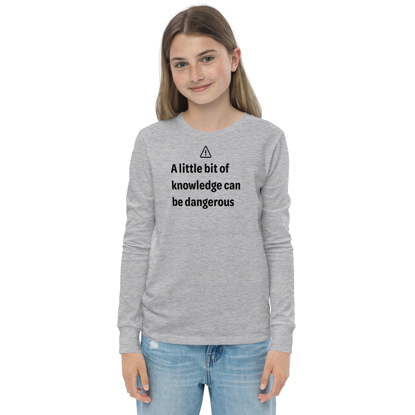 Dangerous level of knowledge - Black Text - Youth long sleeve tee