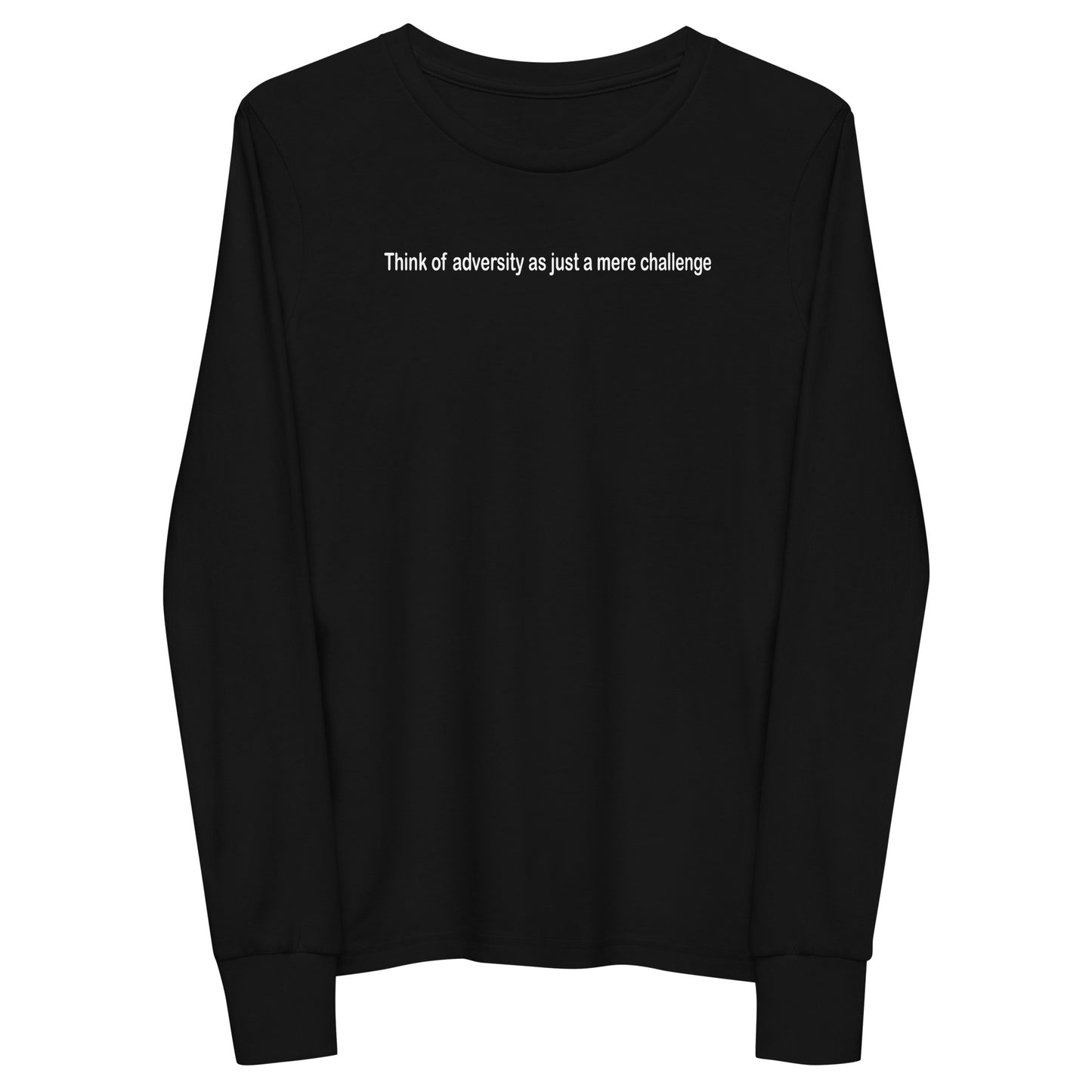 Adversity - a mere challenge - White text - Youth long sleeve tee