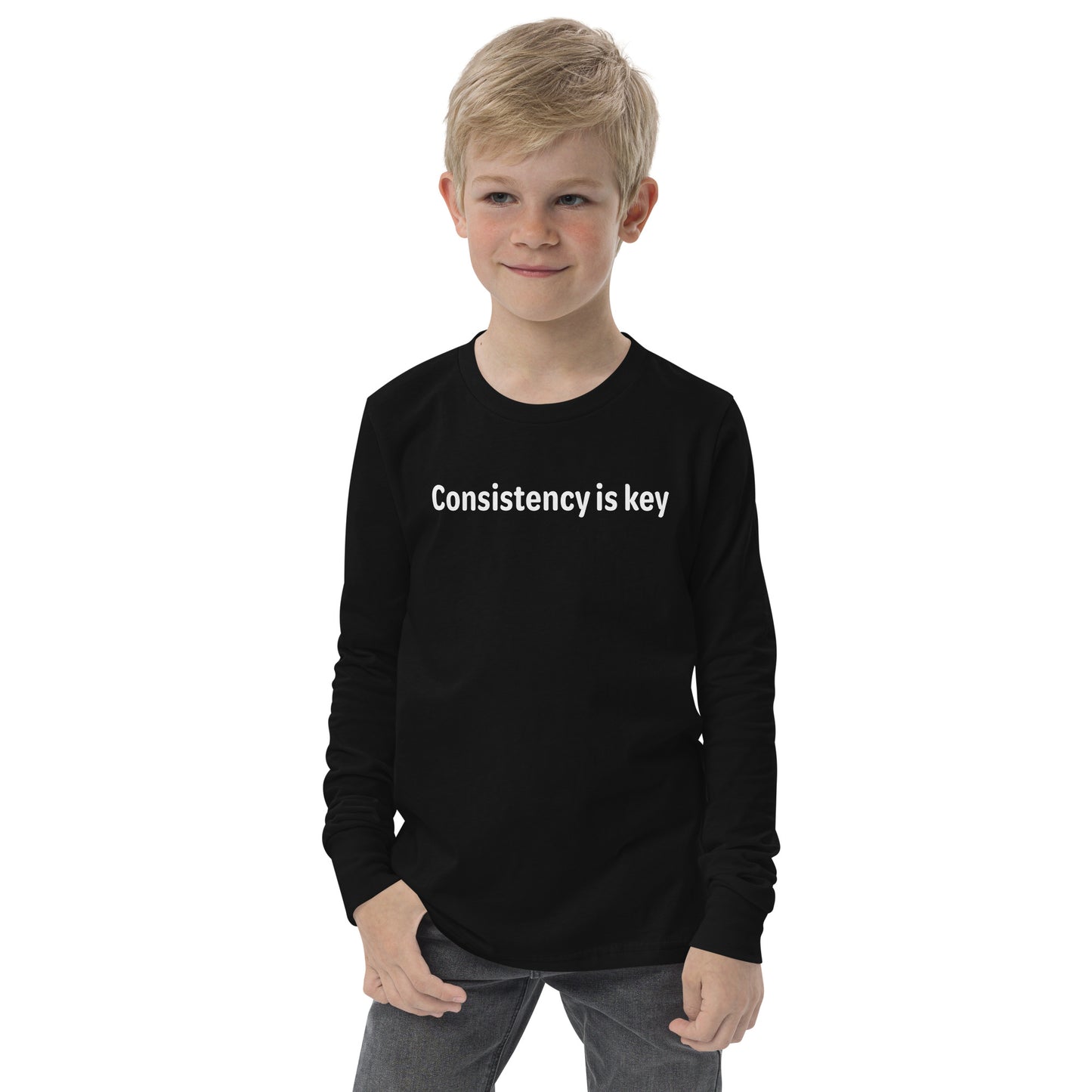 Consistency is key - White text - Youth long sleeve tee