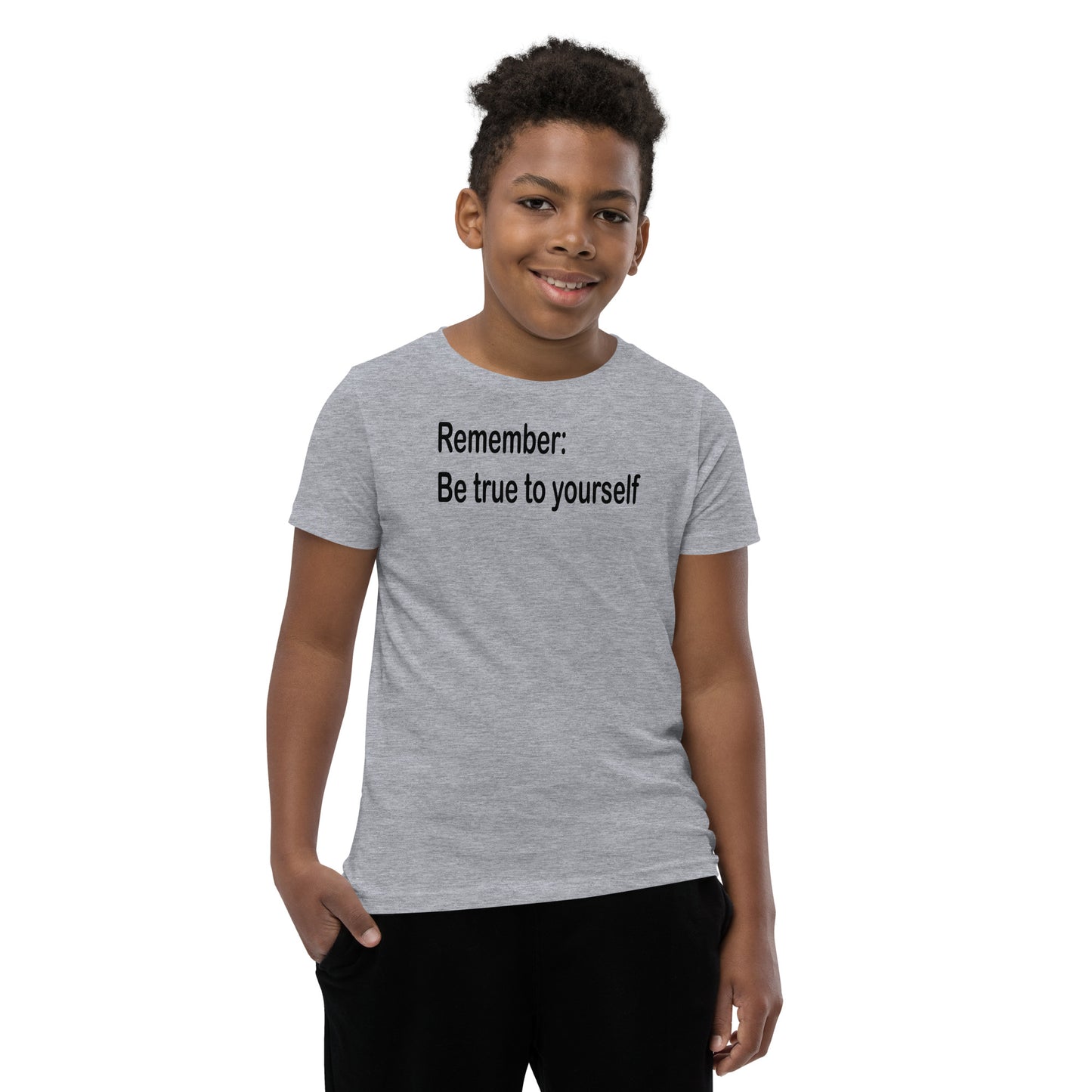 Be true to yourself - Black Text - Youth Short Sleeve T-Shirt