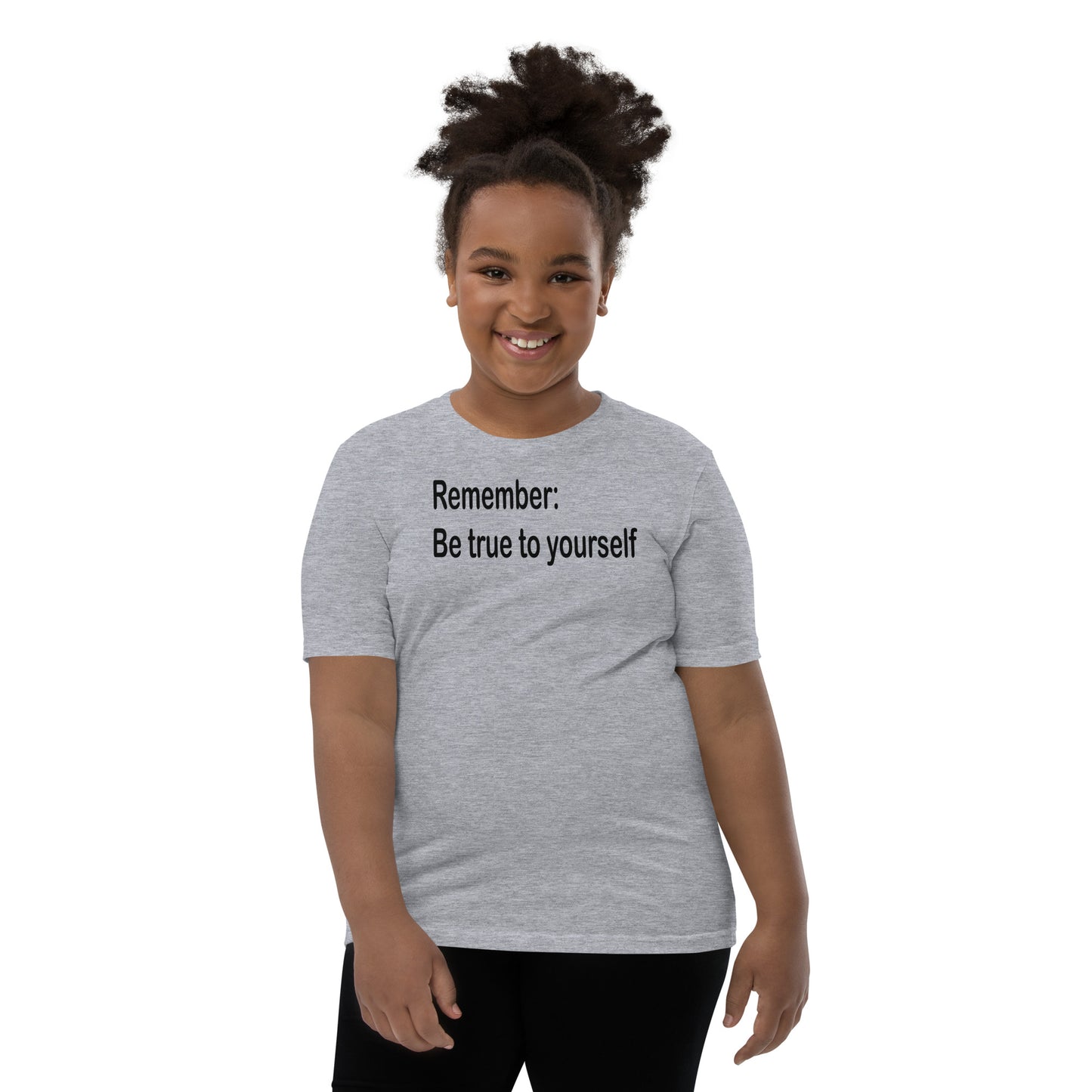 Be true to yourself - Black Text - Youth Short Sleeve T-Shirt