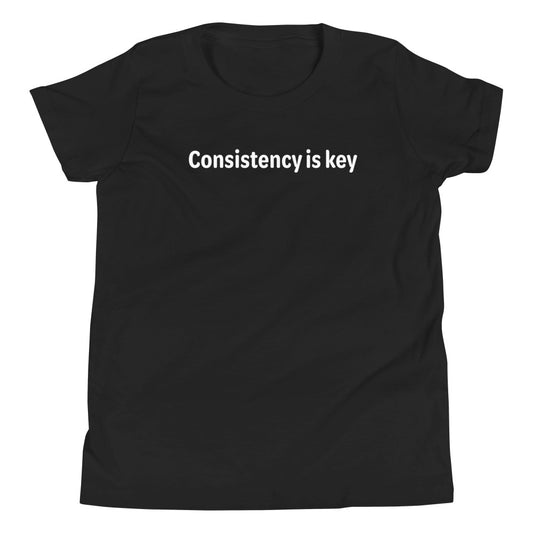 Consistency is key - White text - Youth Short Sleeve T-Shirt