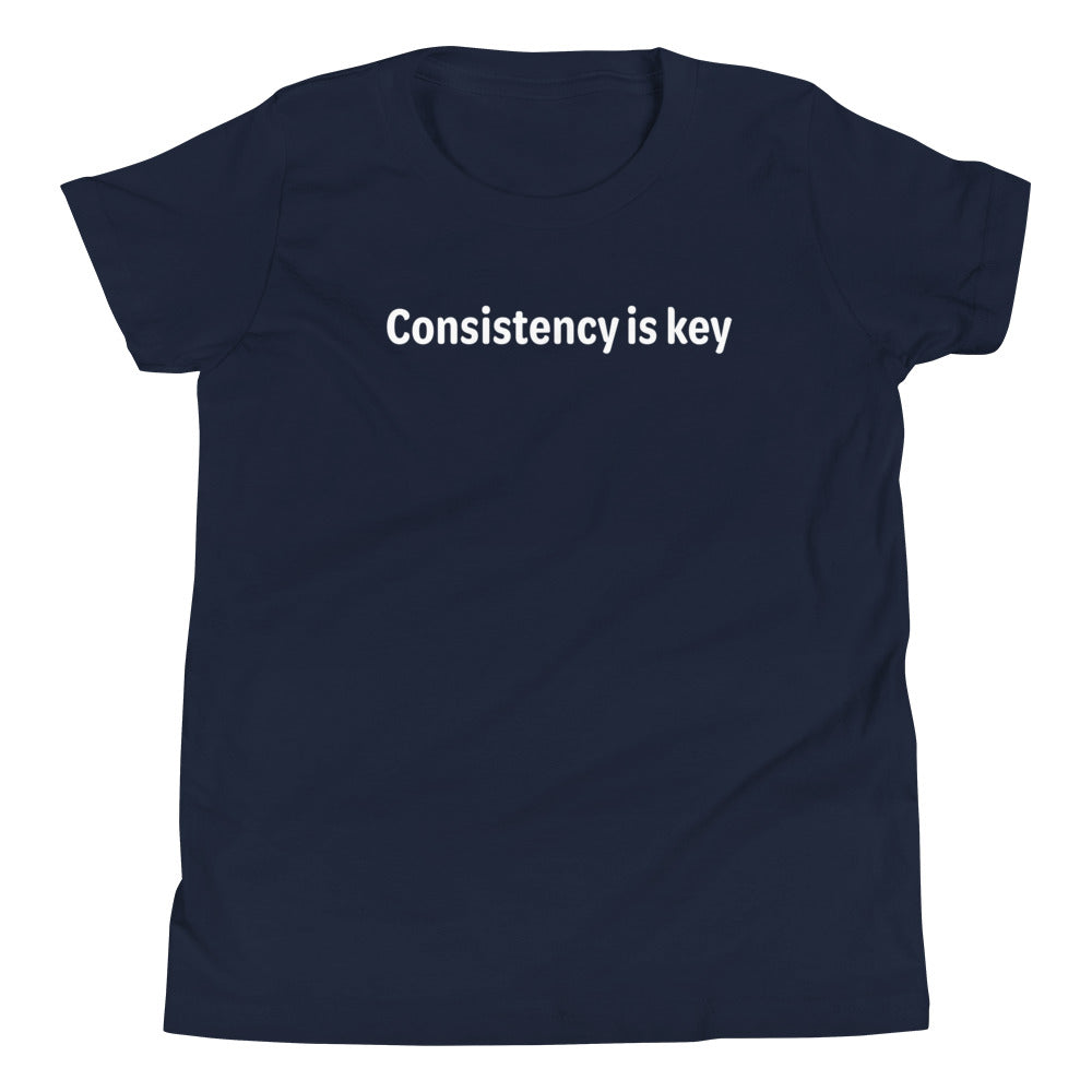 Consistency is key - White text - Youth Short Sleeve T-Shirt